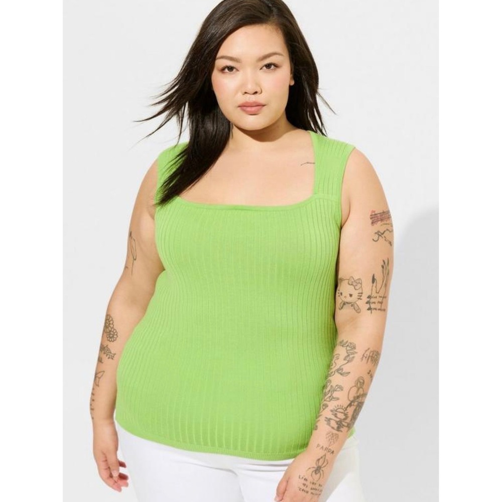 Torrid Green Ribbed Square Neck Sweater Tank Top Plus Size 3X NEW